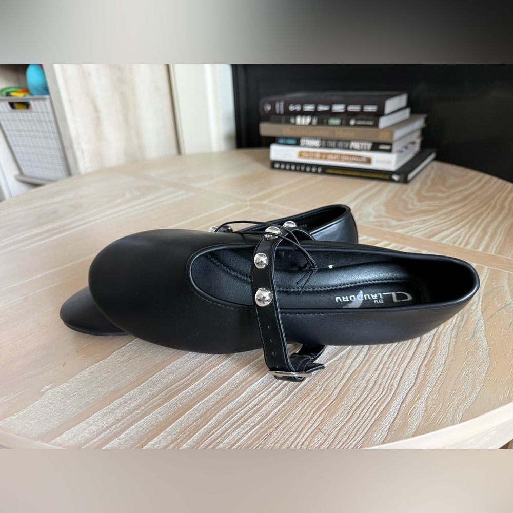CL by Laundry|Women’s Black Balletcore Flats with Silver Buckle & studded detail - Picture 6 of 12